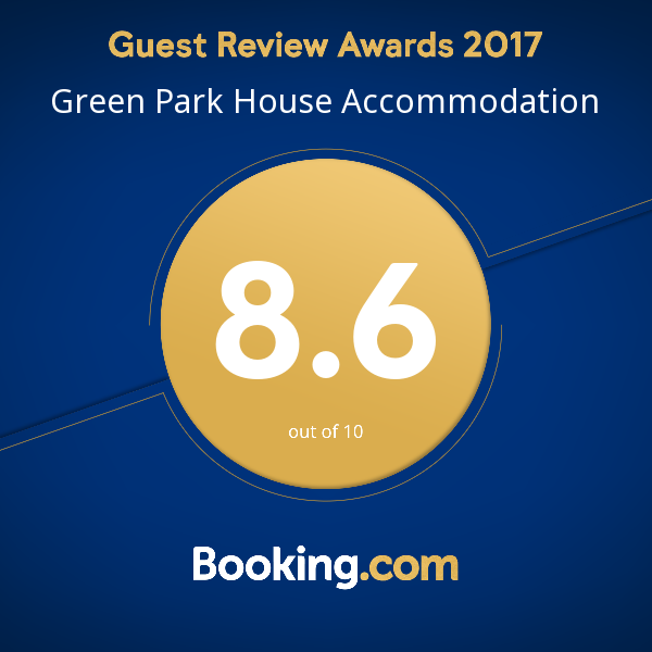 Green Park House Accommodation Booking.com Guest Review Award 2017